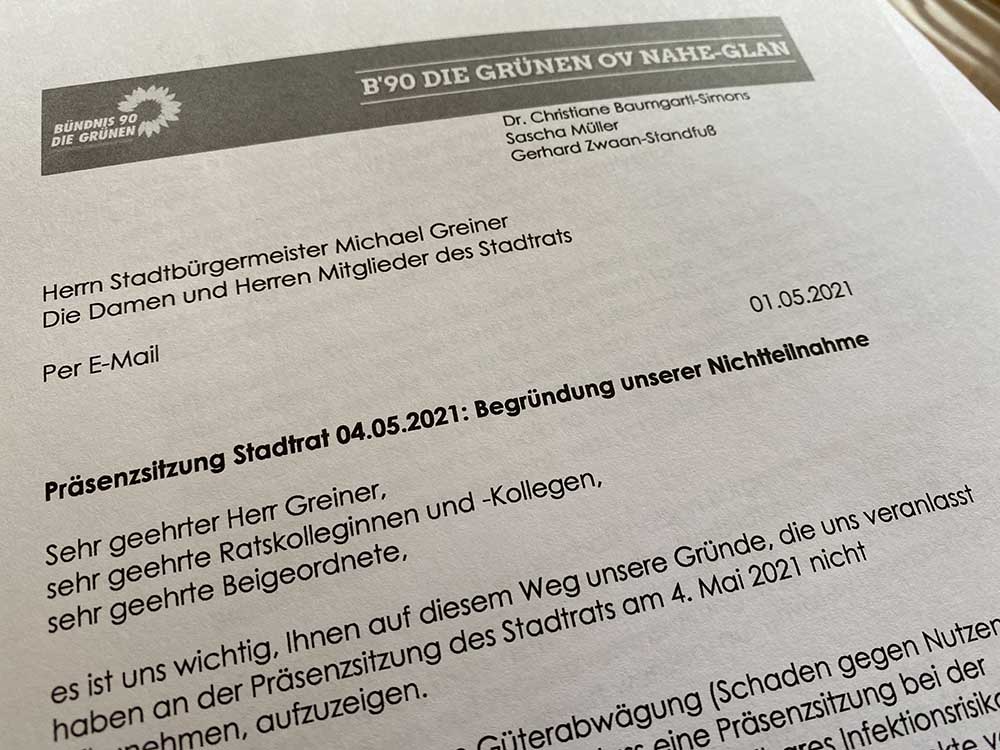 Absage Grüne. Foto: Simone Mager